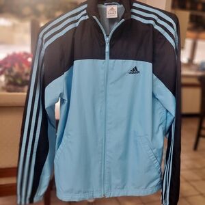 Adidas Men's Sky Blue and Black Windbreaker